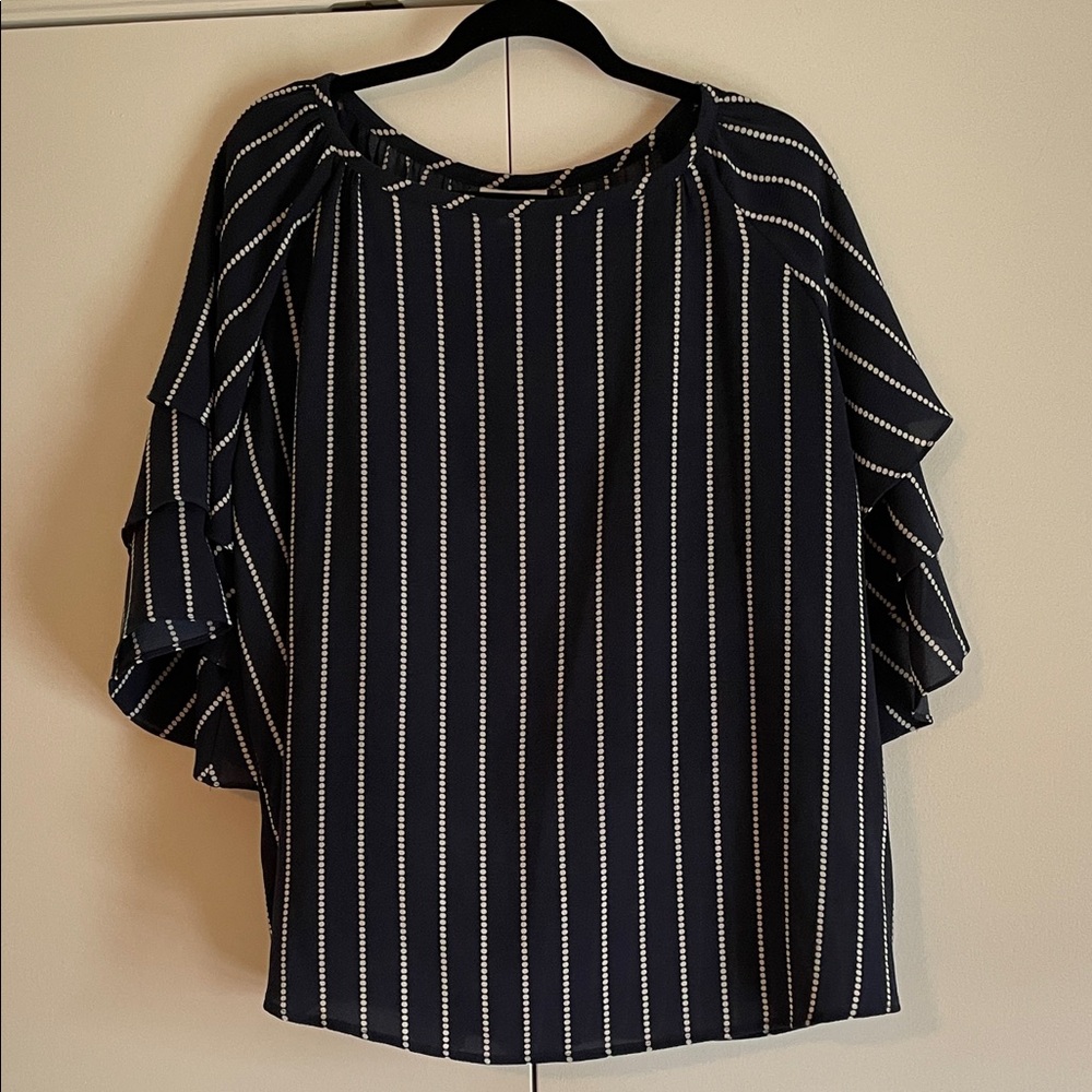 Charter Club Navy and White Striped Blouse